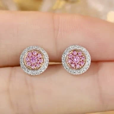 18K天然粉鑽耳環