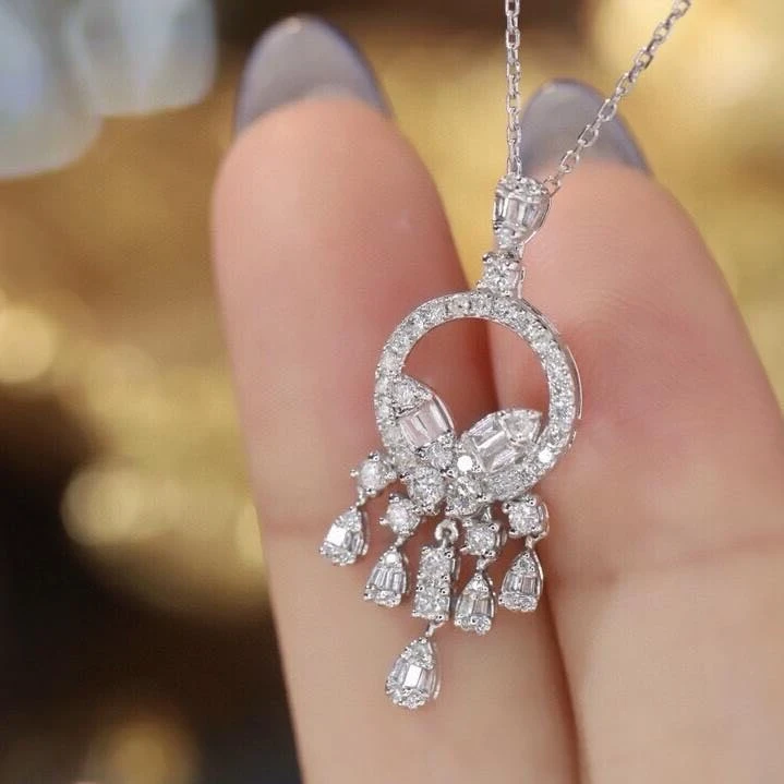 18K天然鑽石-跳舞裙子項鍊