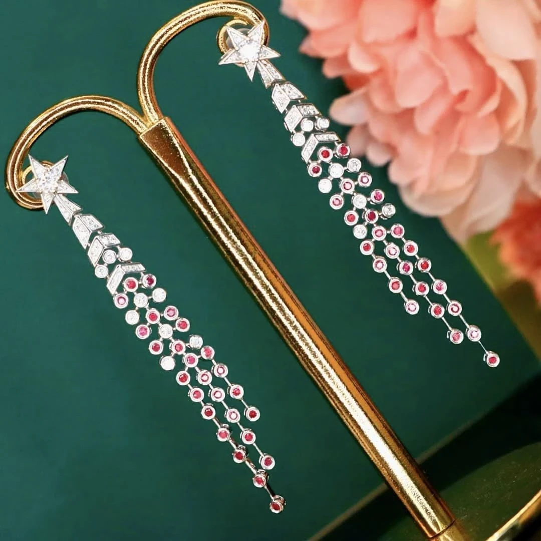 18K天然鑽石-紅寶石流星耳環 - 第5張圖 18K天然鑽石-紅寶石流星耳環