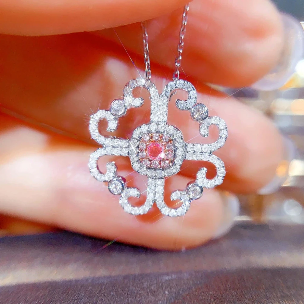 18K天然鑽石-鏤空花款項鍊