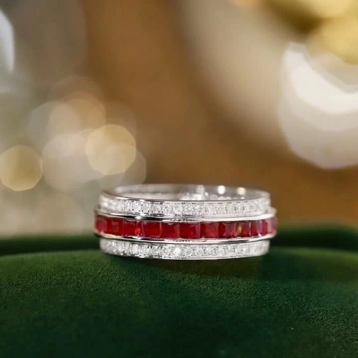 18K天然鑽石-紅寶石戒指