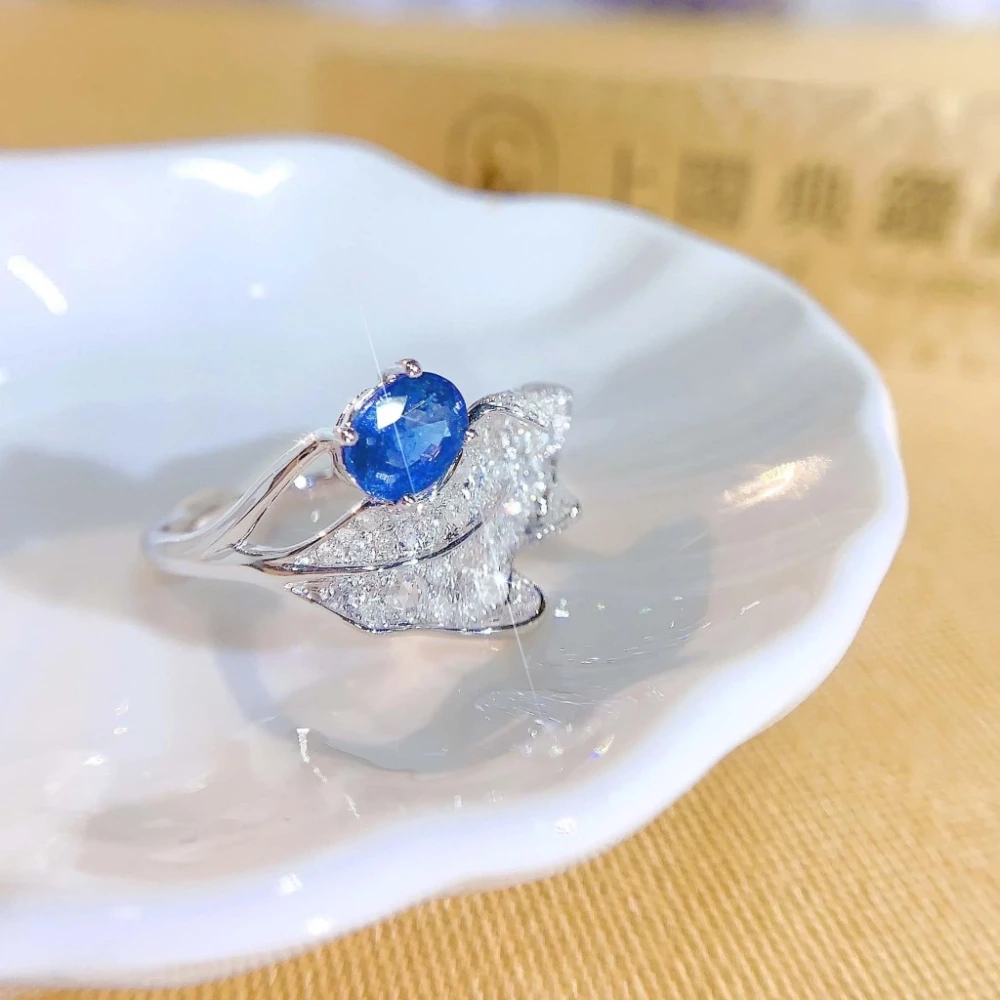 18K天然鑽石-藍寶石一葉方舟造型戒指 - 第5張圖 18K天然鑽石-藍寶石一葉方舟造型戒指