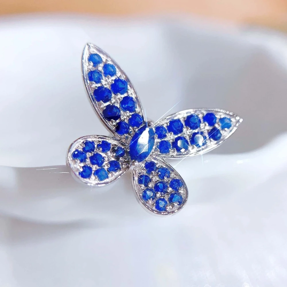 18K天然藍寶石蝴蝶耳環 - 第3張圖 18K天然藍寶石蝴蝶耳環