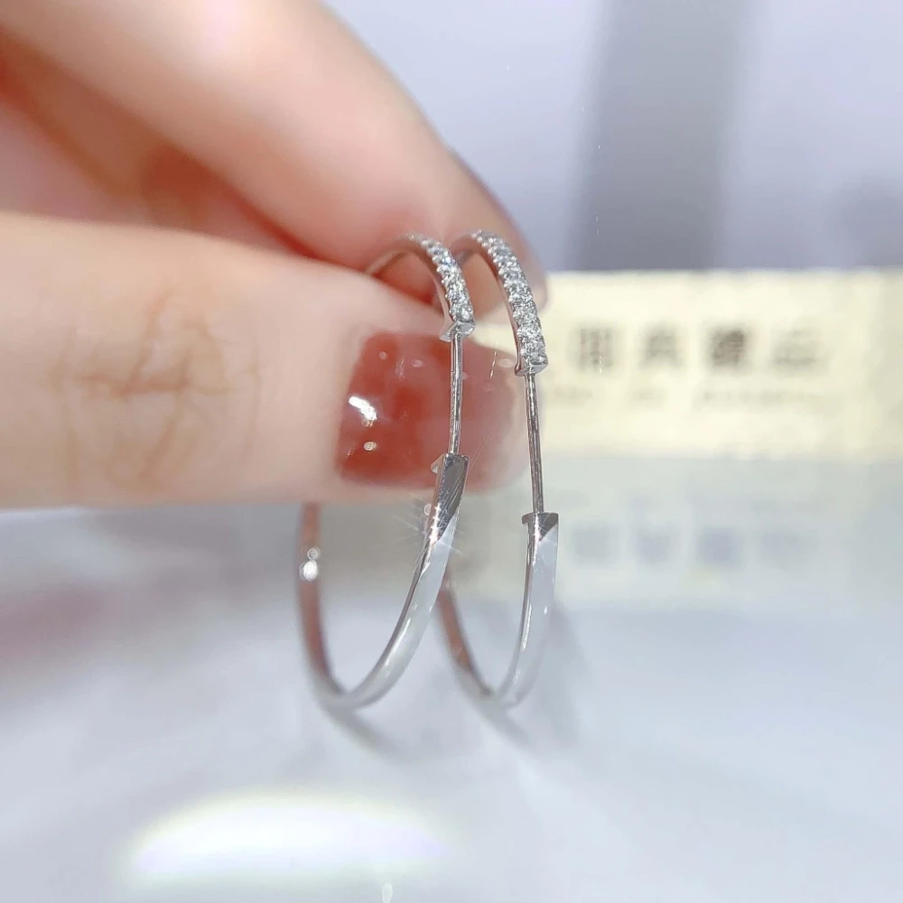 18K天然鑽石-大圈耳環