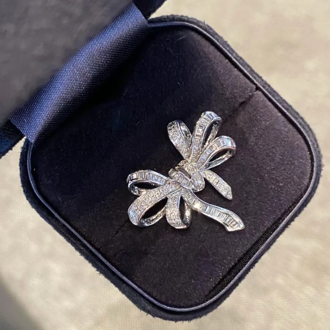 18K天然鑽石-絲帶蝴蝶結項鍊