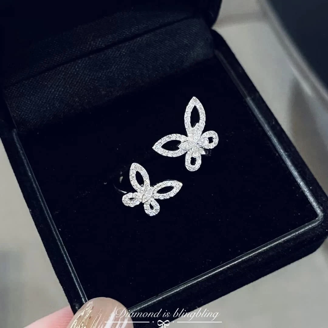 18K天然鑽石-雙蝴蝶開口戒指