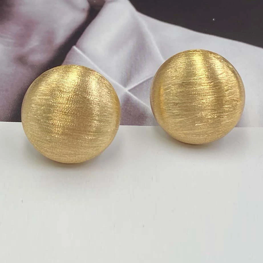 18K-圓形拉絲耳環