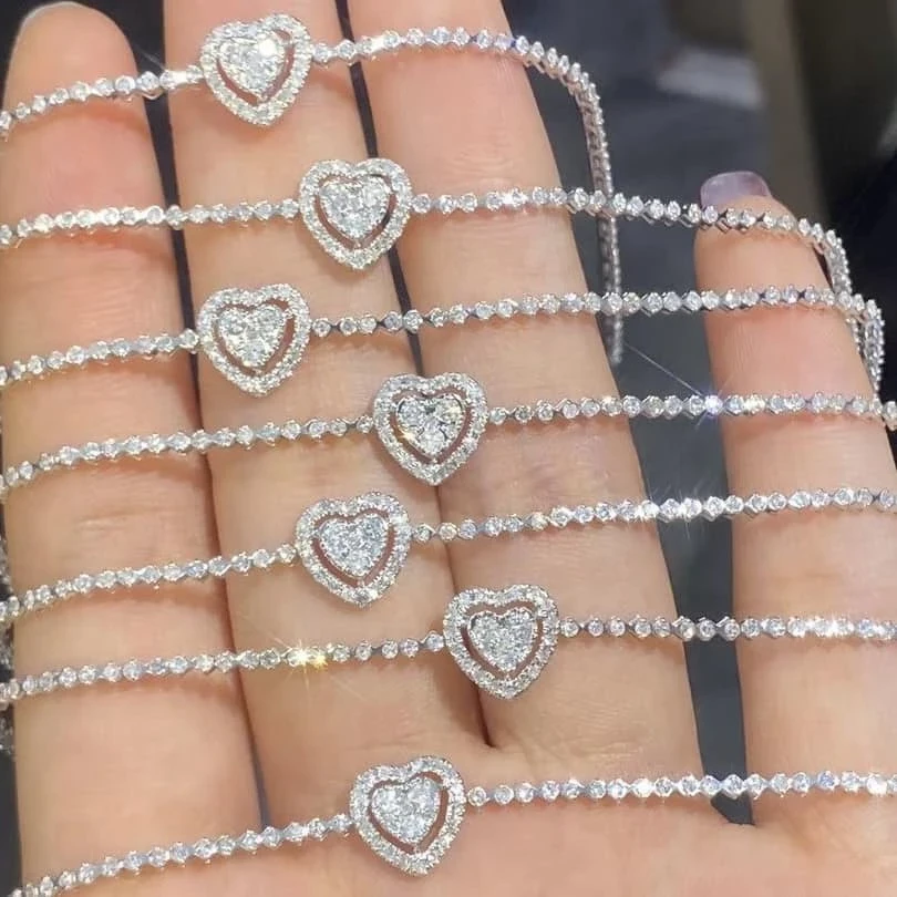 18K天然鑽石-愛心手鍊