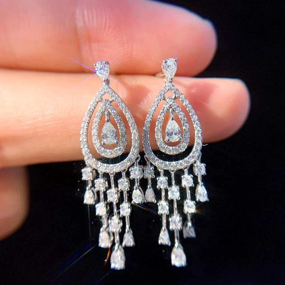 18K天然鑽石豪華宴會款耳環