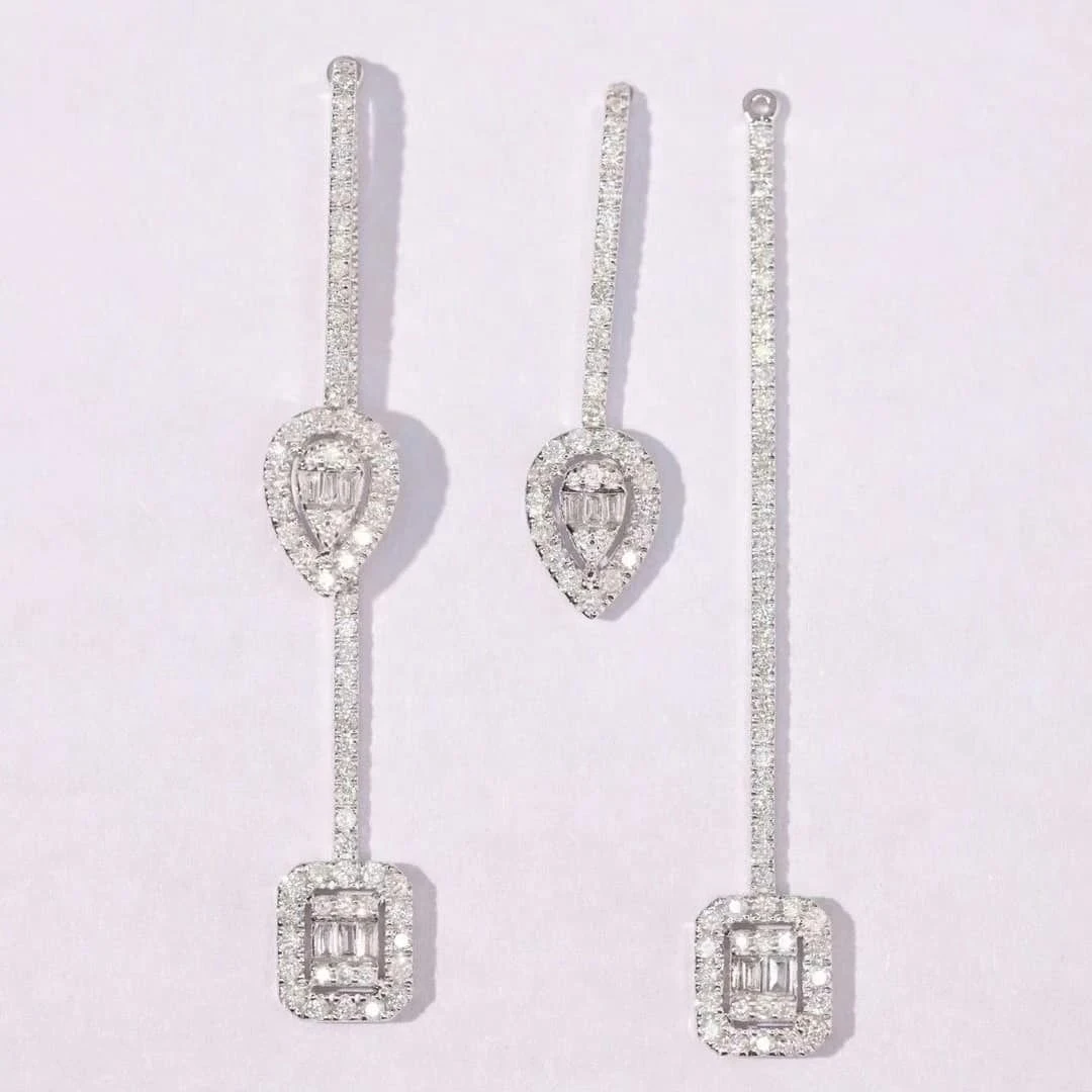 18K天然鑽石-長條耳環兩戴款