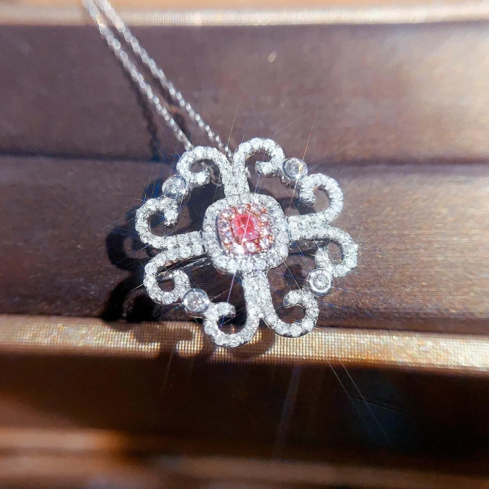 18K天然鑽石-鏤空花款項鍊