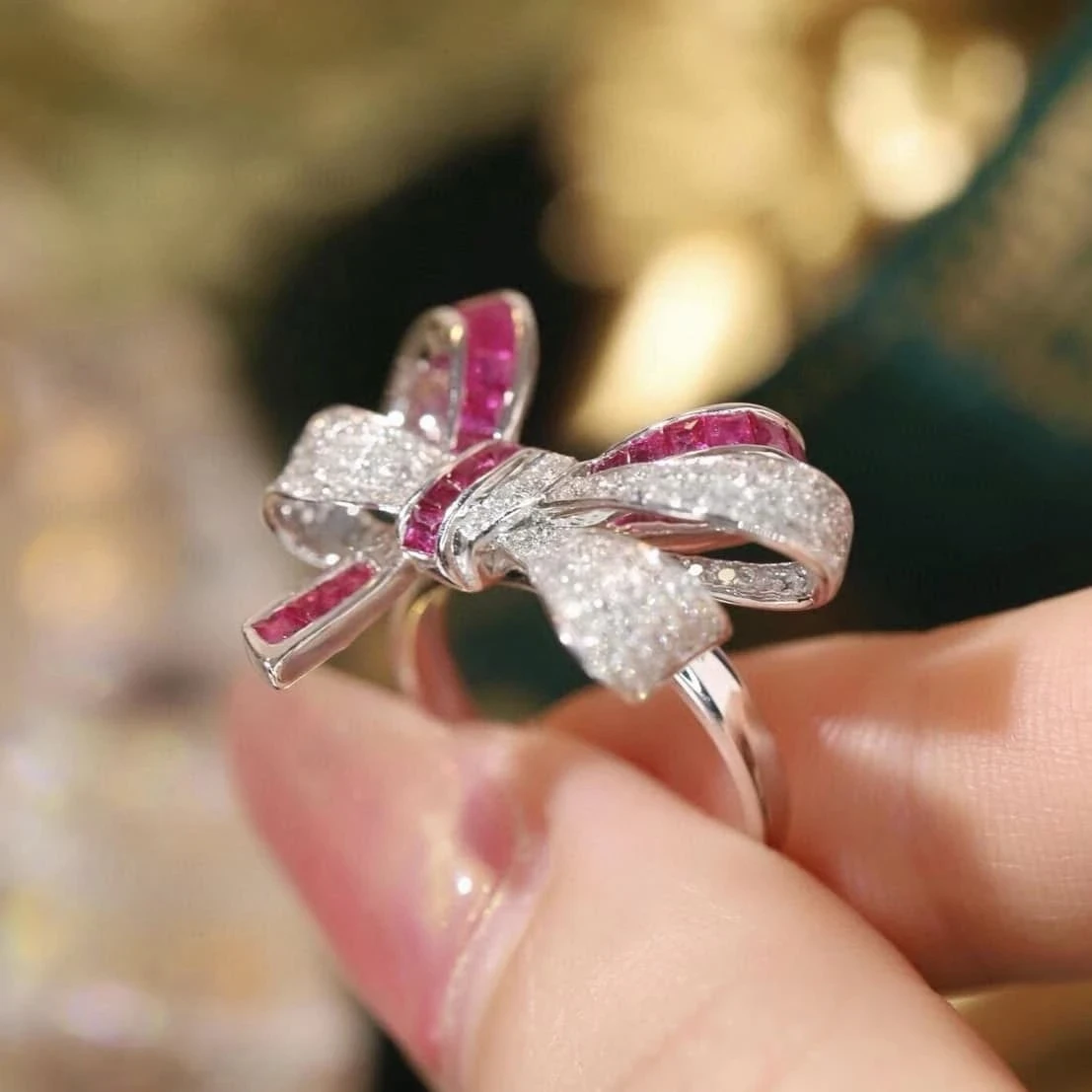 18K天然鑽石-紅寶石蝴蝶結戒指 - 第6張圖 18K天然鑽石-紅寶石蝴蝶結戒指