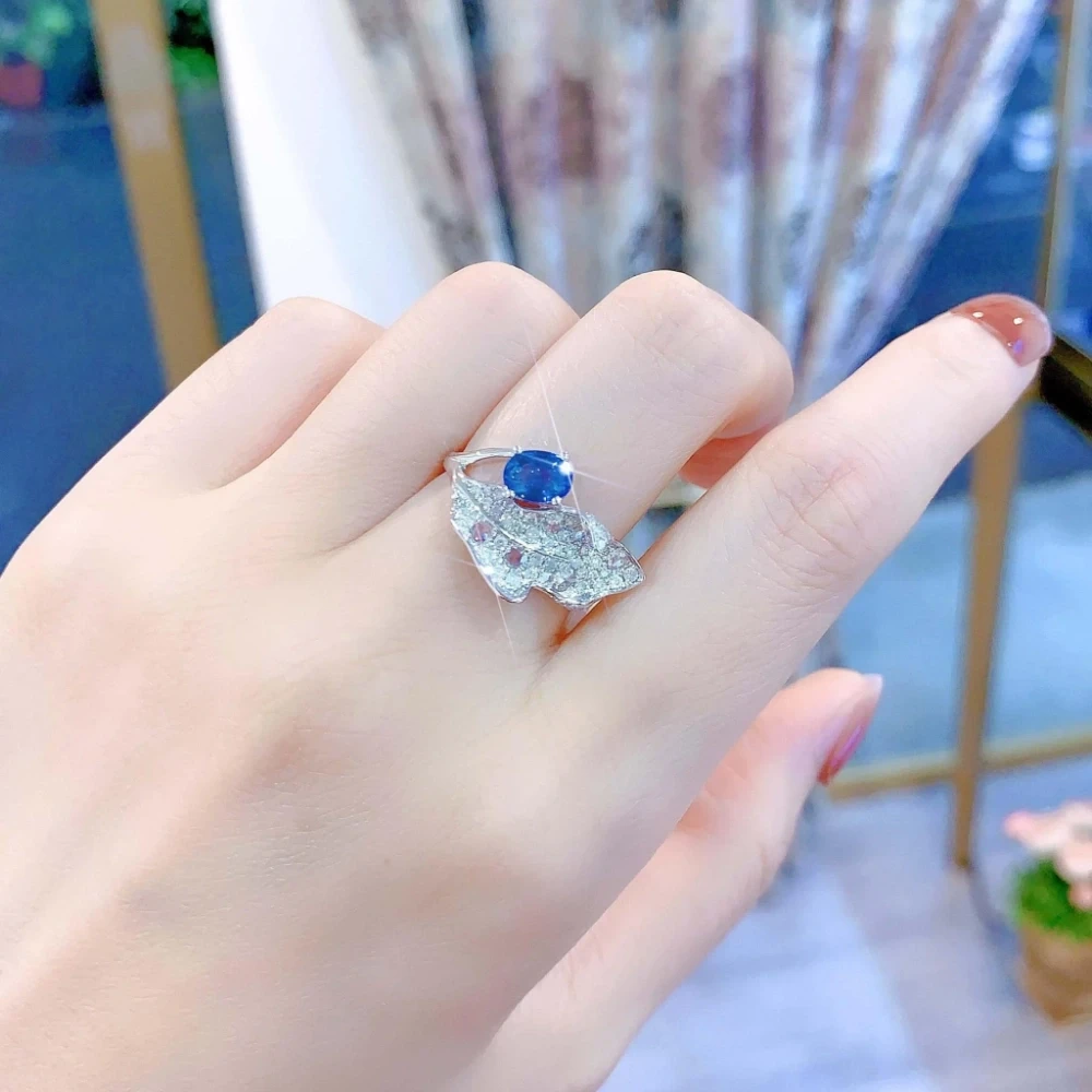 18K天然鑽石-藍寶石一葉方舟造型戒指 - 第4張圖 18K天然鑽石-藍寶石一葉方舟造型戒指