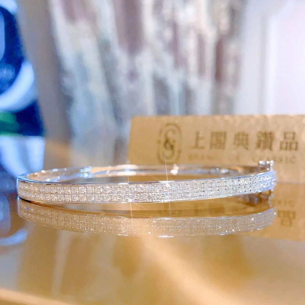 18K天然鑽石-寬版手環