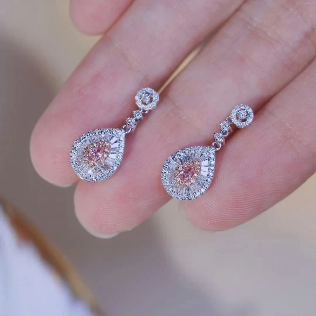 18K天然粉鑽-水滴耳環 - 第7張圖 18K天然粉鑽-水滴耳環