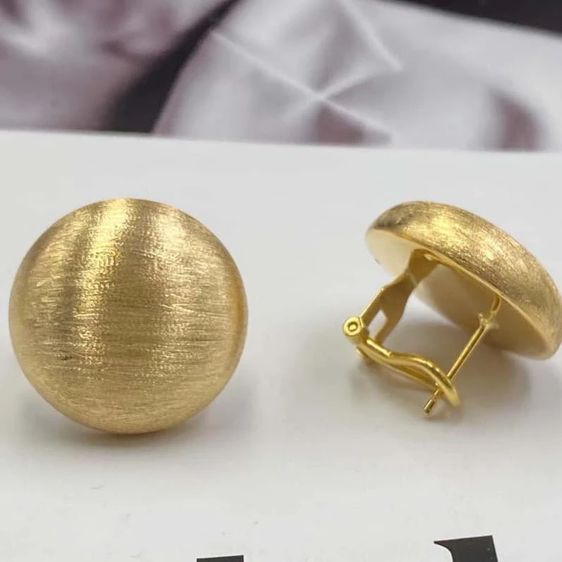 18K-圓形拉絲耳環