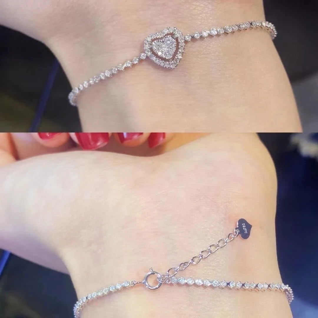 18K天然鑽石-愛心手鍊