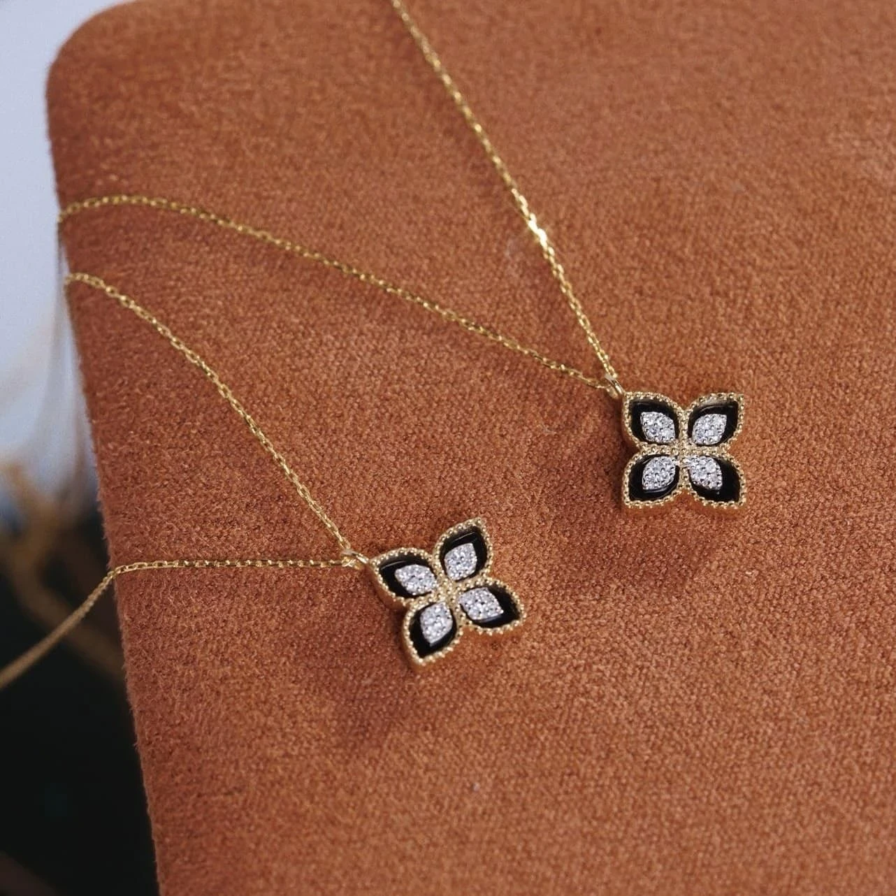 18K天然鑽石-四葉草瑪瑙項鍊