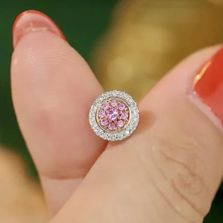 18K天然粉鑽耳環