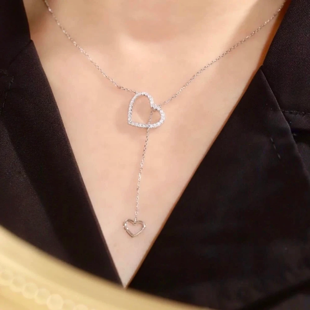18K天然鑽石-雙愛心項鍊
