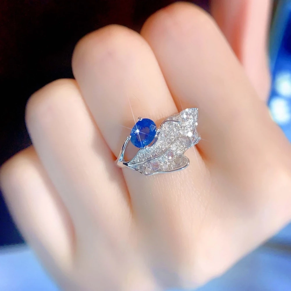 18K天然鑽石-藍寶石一葉方舟造型戒指 - 第3張圖 18K天然鑽石-藍寶石一葉方舟造型戒指