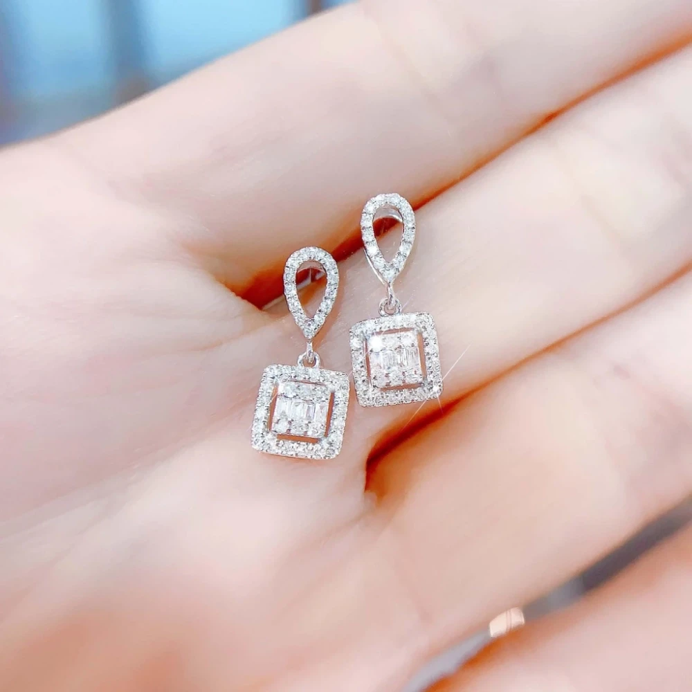 18K天然鑽石-冰糖方款耳環 - 第7張圖 18K天然鑽石-冰糖方款耳環