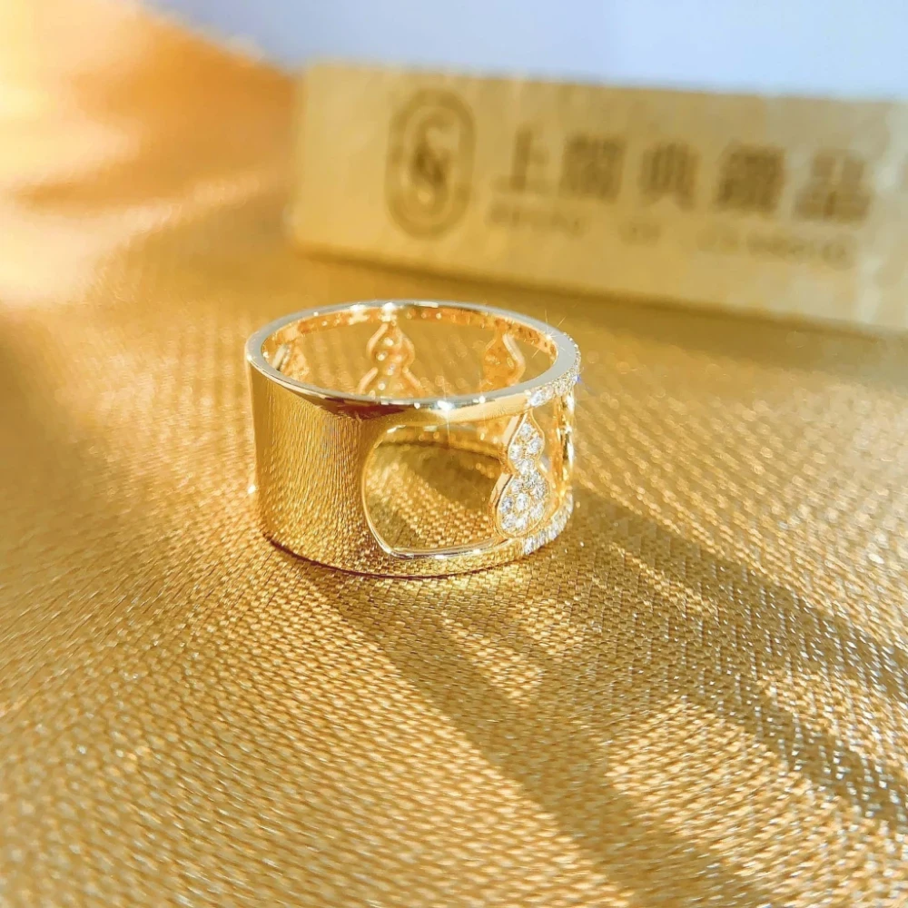 18K天然鑽石-葫蘆寬版戒指