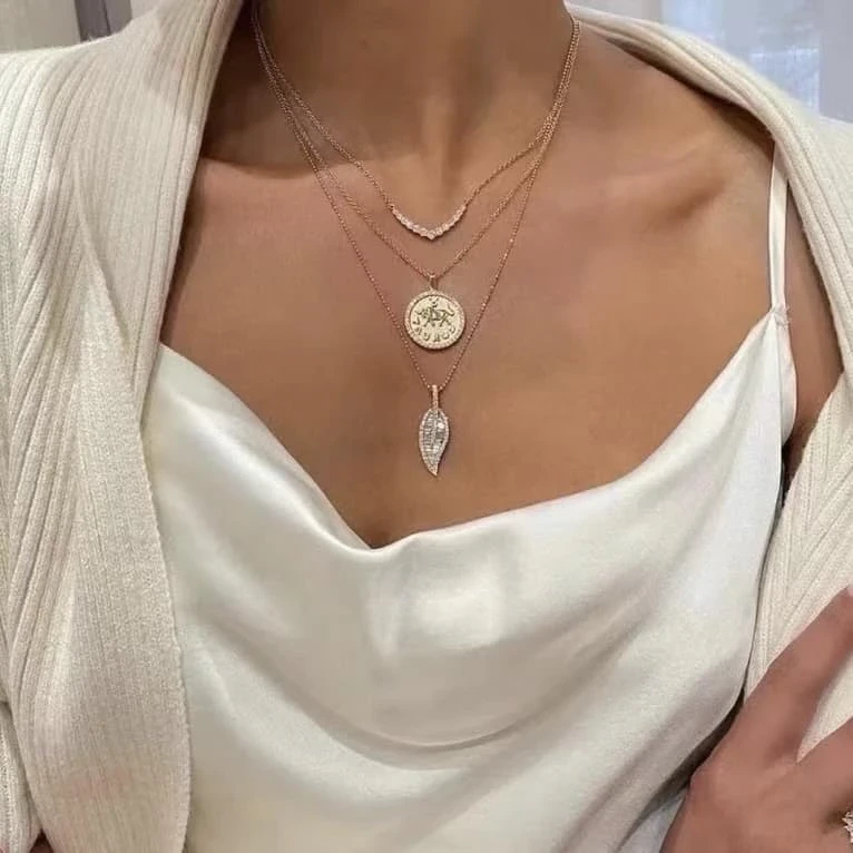 18K天然鑽石-葉子造型項鍊