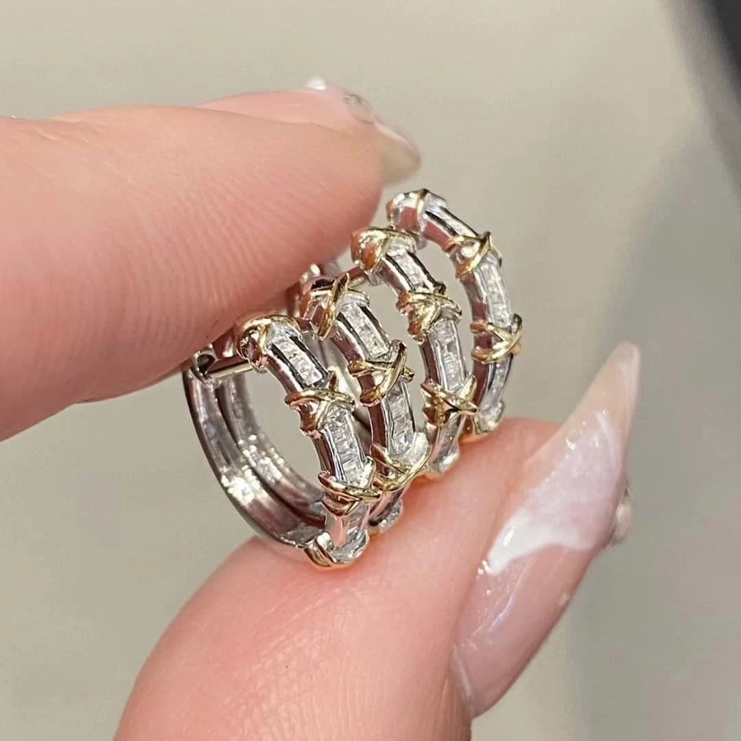 18K天然鑽石-雙色交叉羅馬耳環 - 第7張圖 18K天然鑽石-雙色交叉羅馬耳環