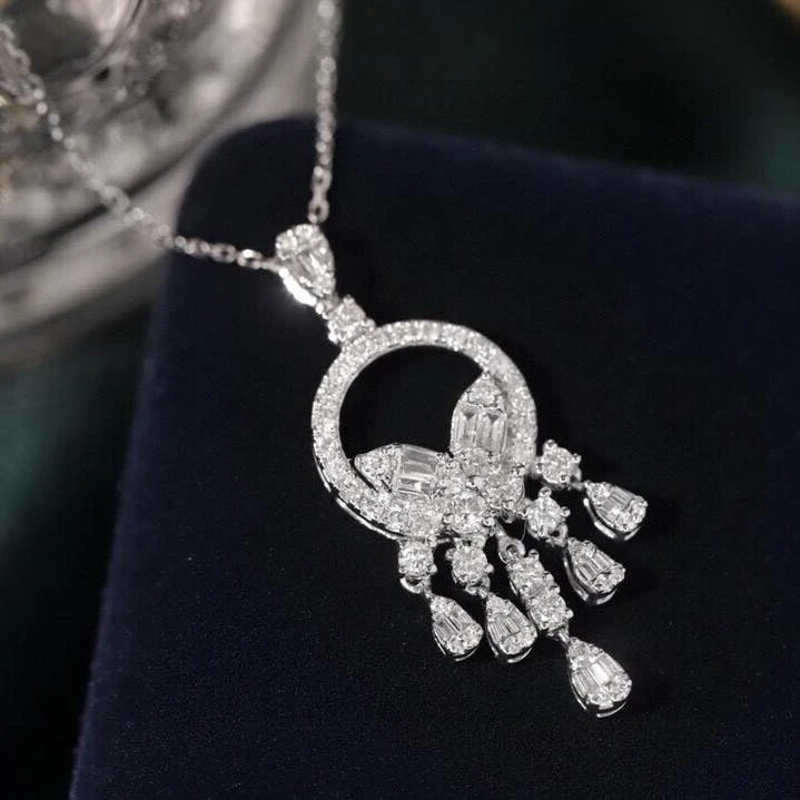 18K天然鑽石-跳舞裙子項鍊