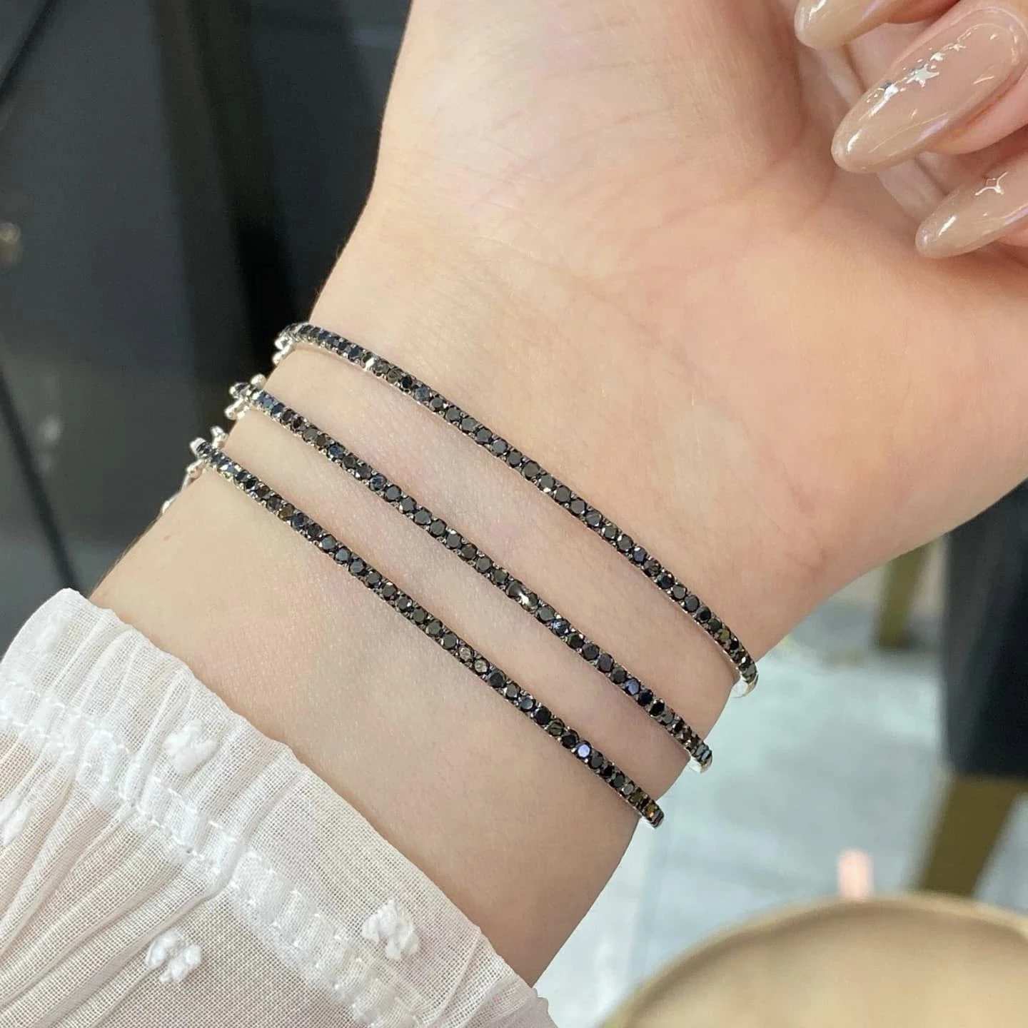 18K天然黑鑽石-個性手環