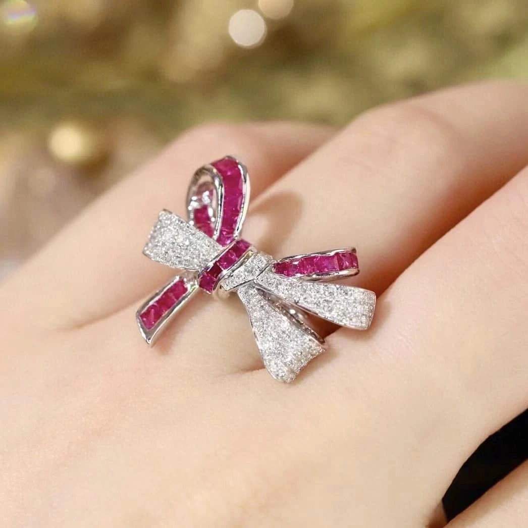 18K天然鑽石-紅寶石蝴蝶結戒指 - 第8張圖 18K天然鑽石-紅寶石蝴蝶結戒指