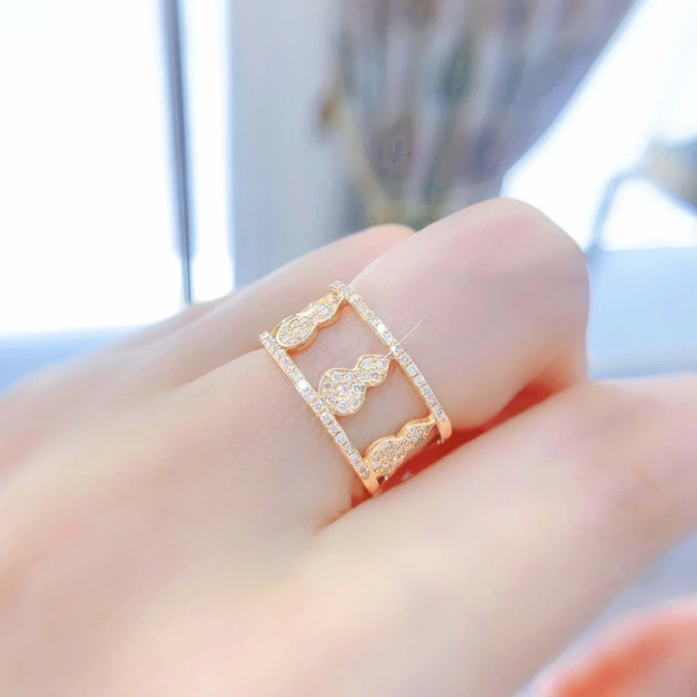 18K天然鑽石-葫蘆寬版戒指