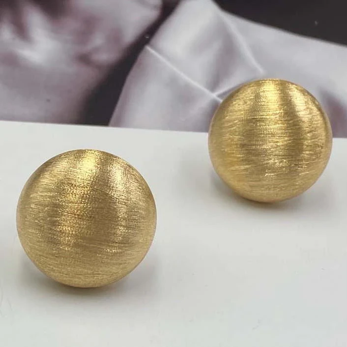 18K-圓形拉絲耳環