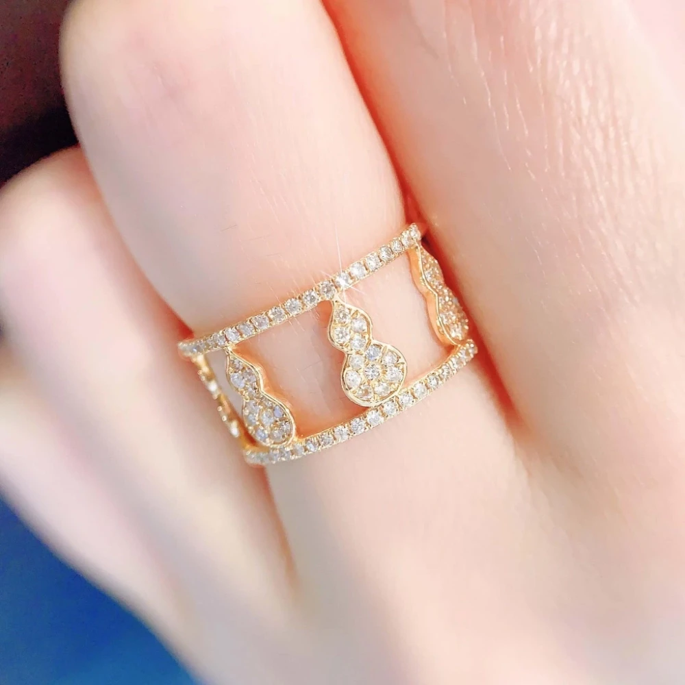 18K天然鑽石-葫蘆寬版戒指