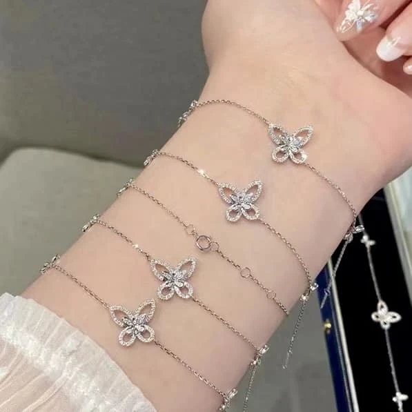 18K天然鑽石-三蝴蝶手鍊