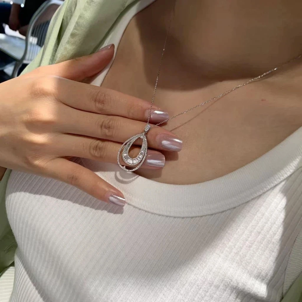 18K天然鑽石-雙橢圓項鍊