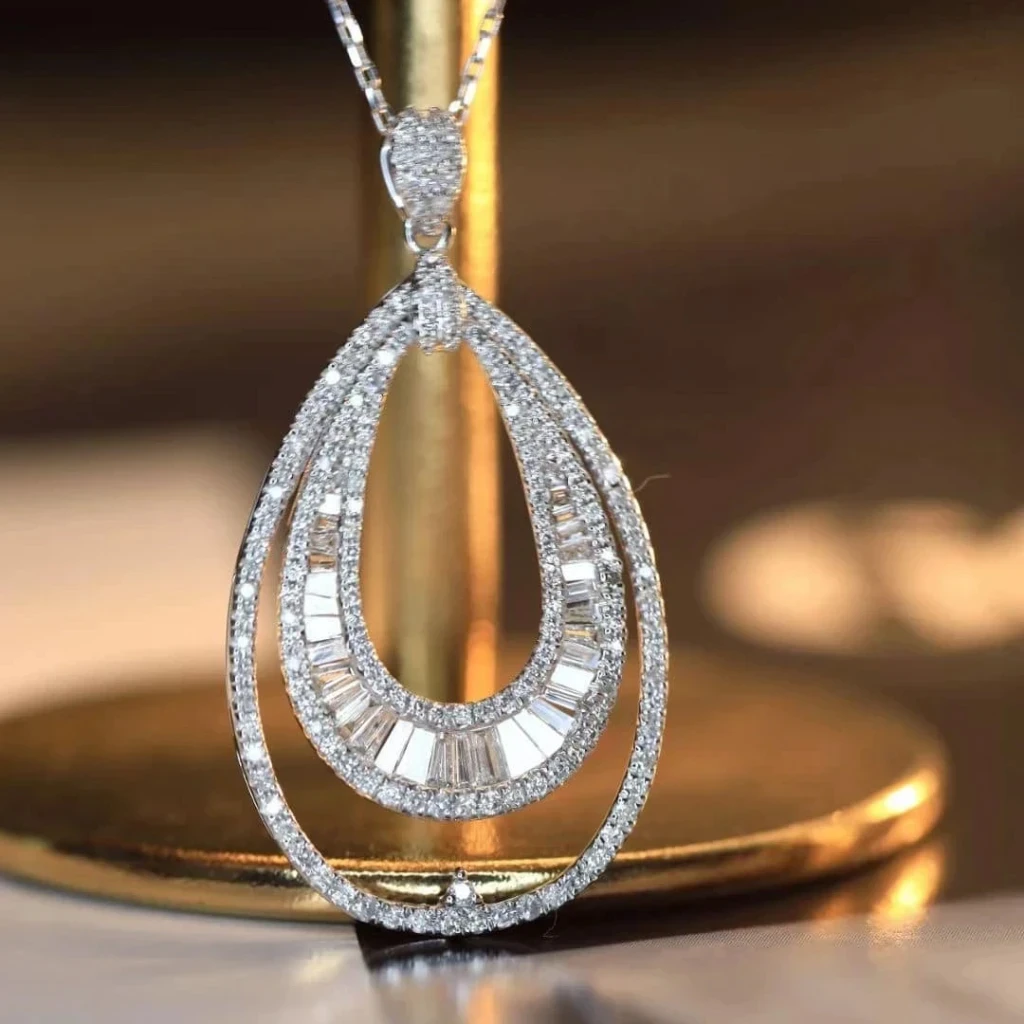 18K天然鑽石-雙橢圓項鍊