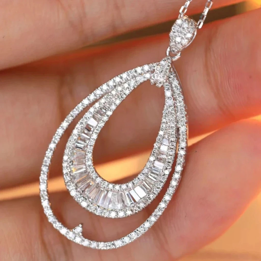 18K天然鑽石-雙橢圓項鍊