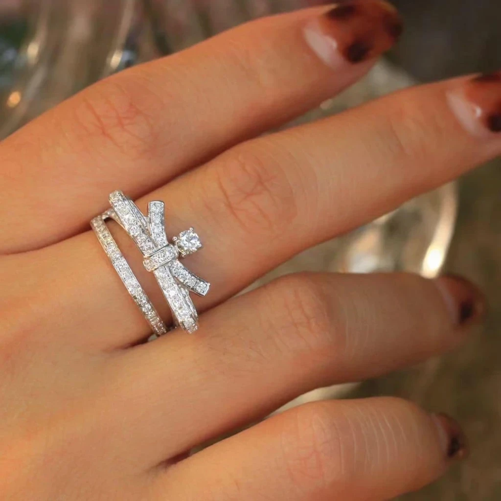 18K天然鑽石-蝴蝶結戒指