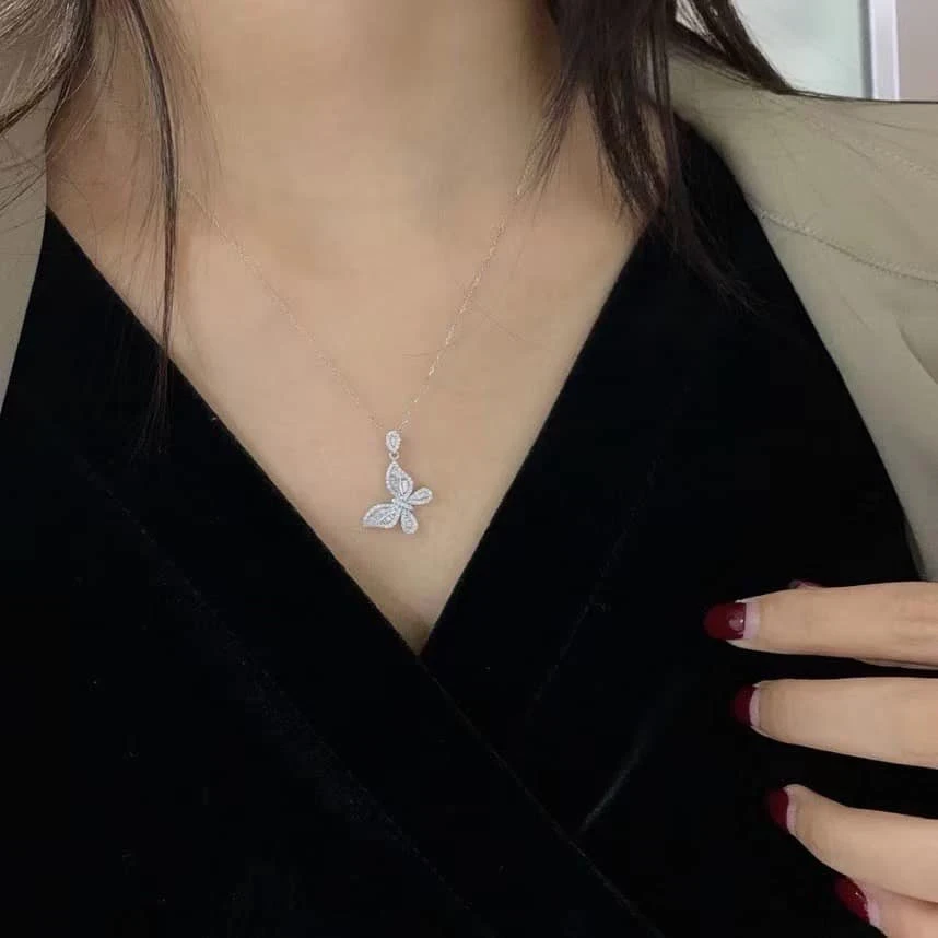 18K天然鑽石-蝴蝶造型項鍊