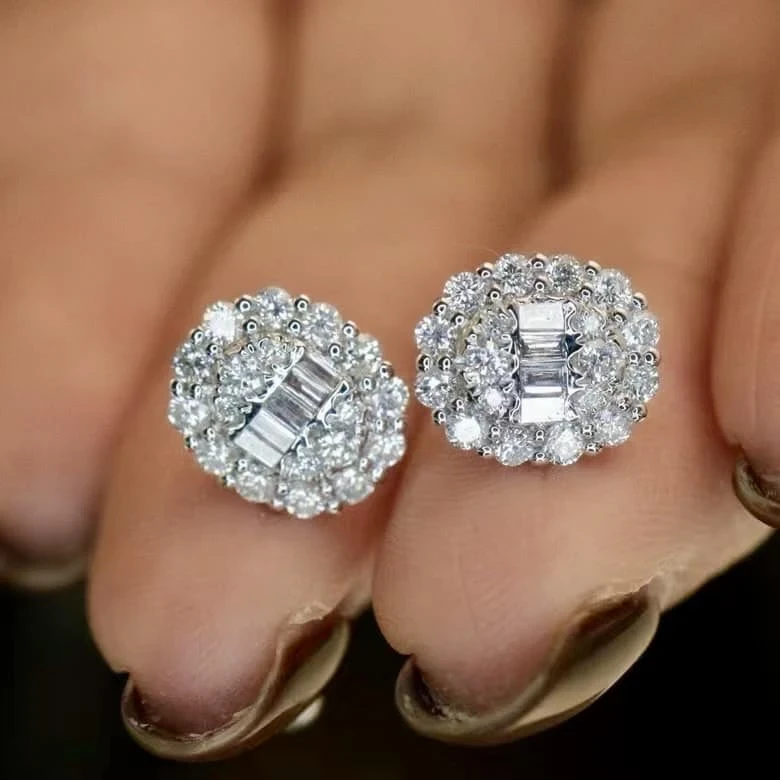 18K天然鑽石-冰糖造型耳環