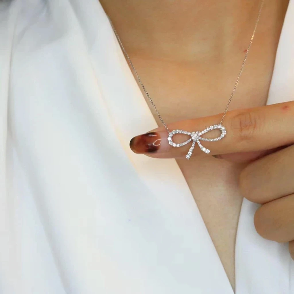 18K天然鑽石-蝴蝶結項鍊
