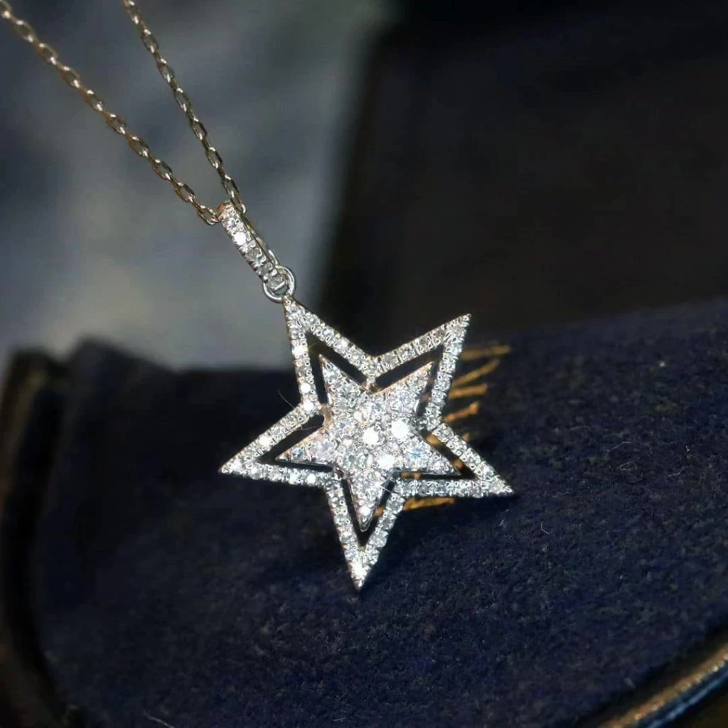 18K天然鑽石-五角星項鍊