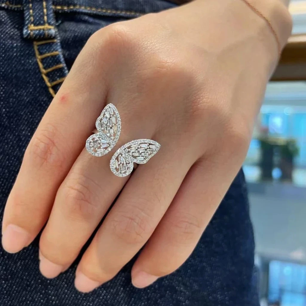 18K天然鑽石-雙宿雙飛戒指