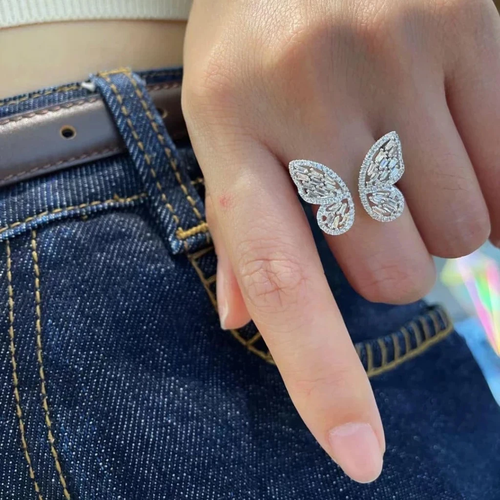 18K天然鑽石-雙宿雙飛戒指