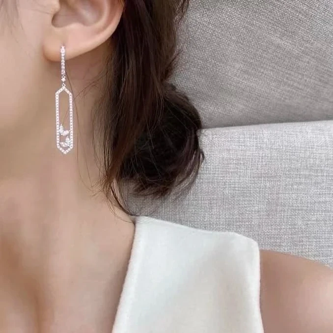 18K天然鑽石-比翼雙飛耳環