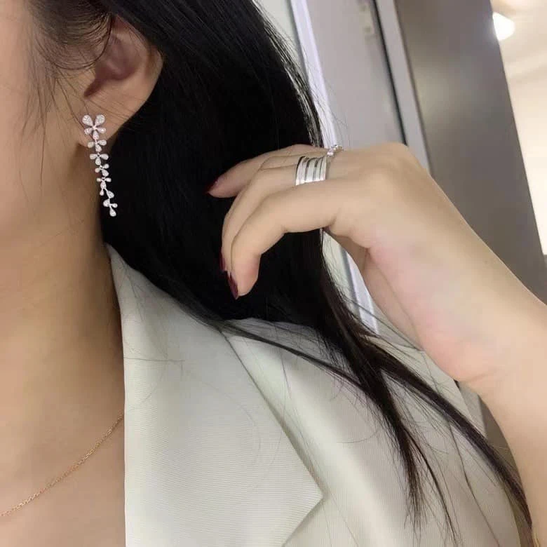 18K天然鑽石-花瓣兩用耳環