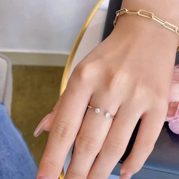 18K天然鑽石-雙鑽戒指