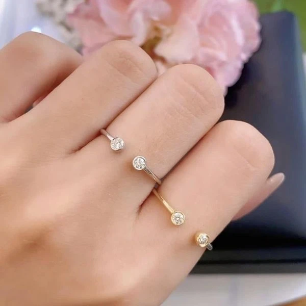 18K天然鑽石-雙鑽戒指